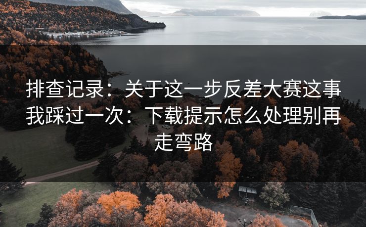 排查记录：关于这一步反差大赛这事我踩过一次：下载提示怎么处理别再走弯路
